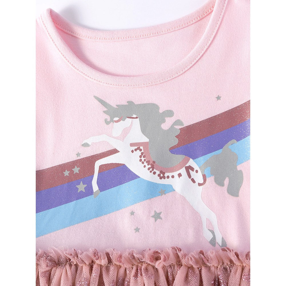 Cartoon and Stars Pattern Sleeveless Crew Neck Dress for Stylish Girls