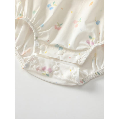 Baby Girls Fly Sleeves Fruits and Hearts Pattern Bodysuit Bodysuits