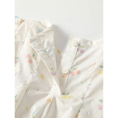 Baby Girls Fly Sleeves Fruits and Hearts Pattern Bodysuit Bodysuits