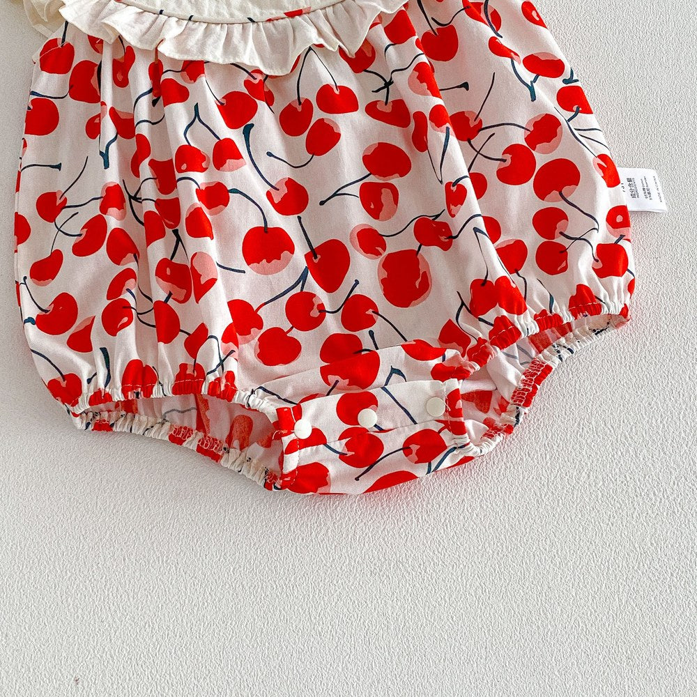 Baby Kids Girls Sleeveless Cherry Pattern Bodysuit