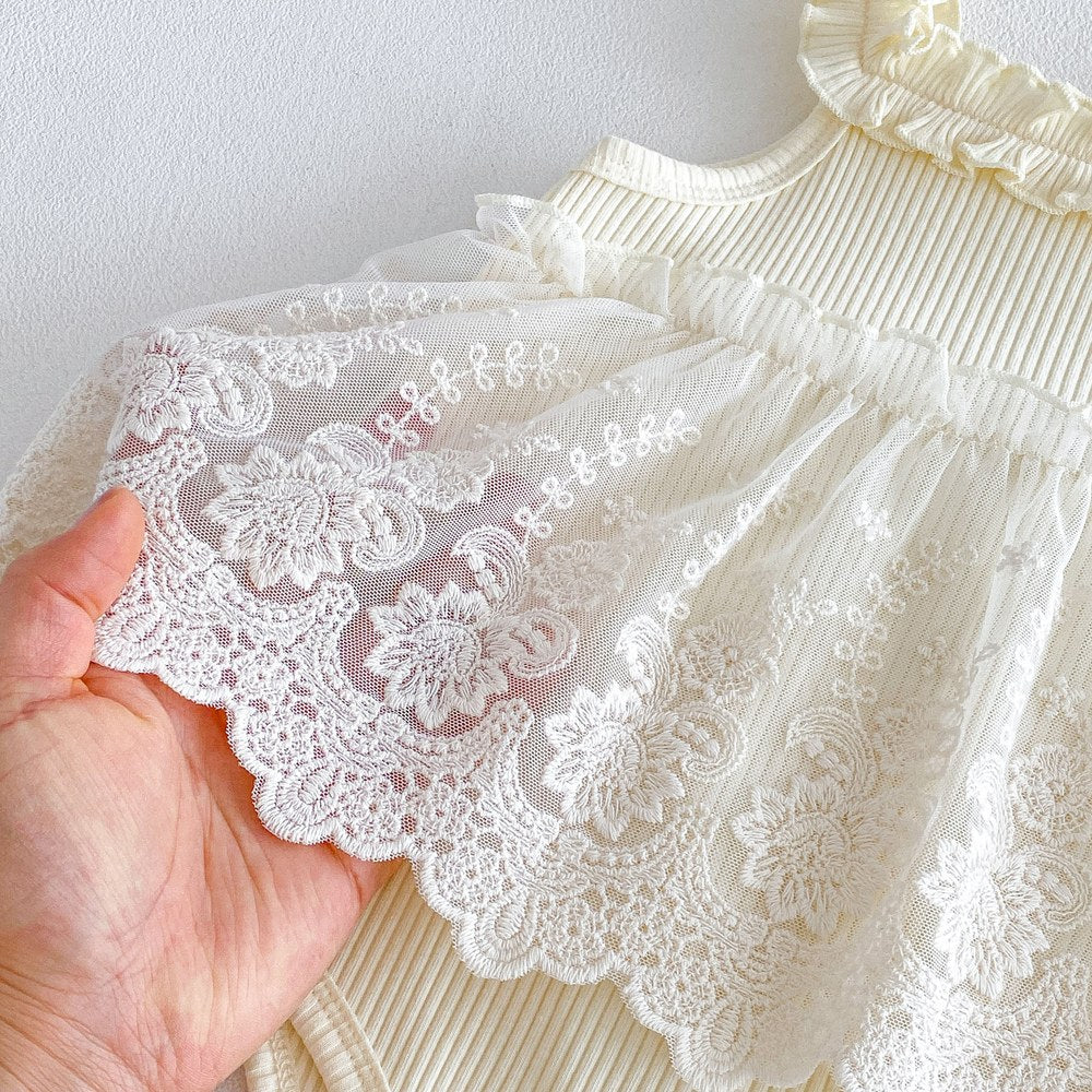 Baby Kids Girls Sleeveless Flowers Pattern Solid Color Bodysuit