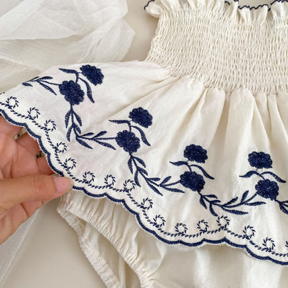 Baby Kids Girls Sleeveless Embroidery Pattern Bodysuit
