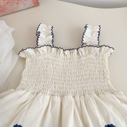 Baby Kids Girls Sleeveless Embroidery Pattern Bodysuit