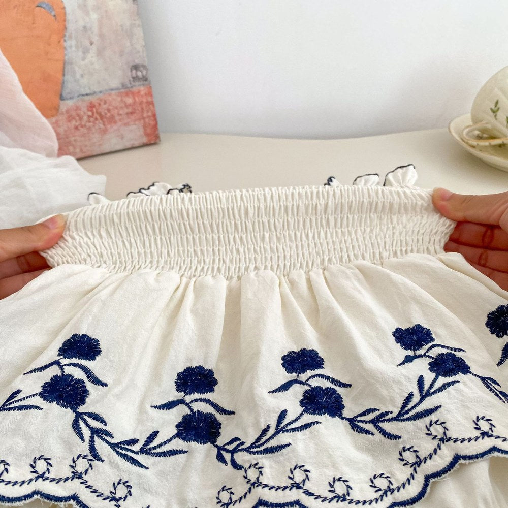 Baby Kids Girls Sleeveless Embroidery Pattern Bodysuit