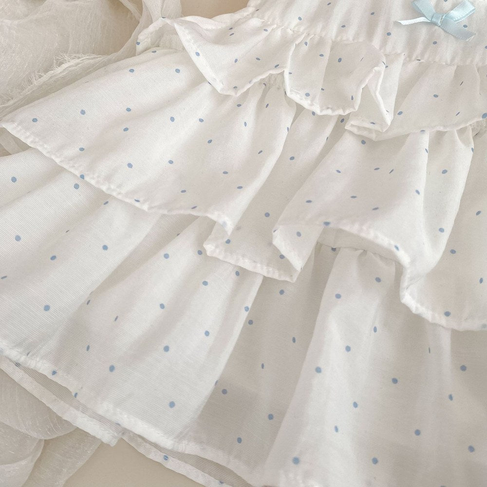 Baby Kids Girls Sleeveless Dots Pattern Top and Blue Shorts 2-Piece Clothing Set