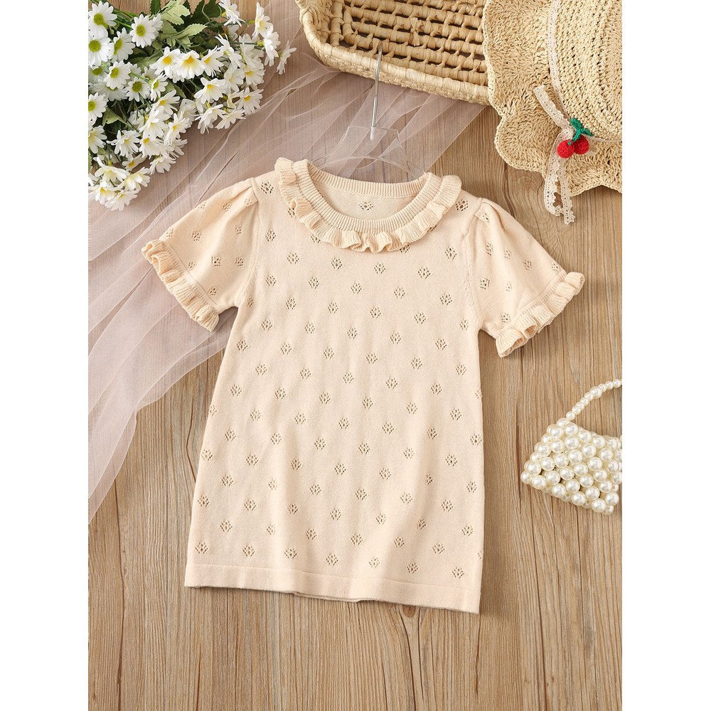 Baby Girls Short Sleeves Hollow-out Pattern Dress