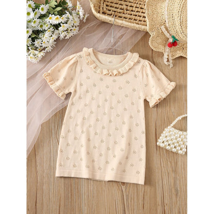 Baby Girls Short Sleeves Hollow-out Pattern Dress