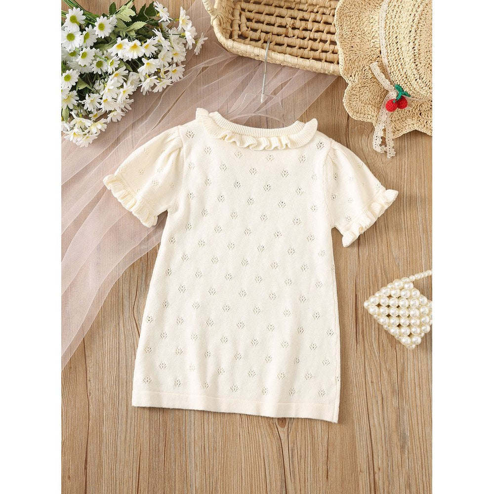 Baby Girls Short Sleeves Hollow-out Pattern Dress