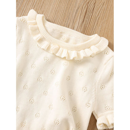 Baby Girls Short Sleeves Hollow-out Pattern Dress