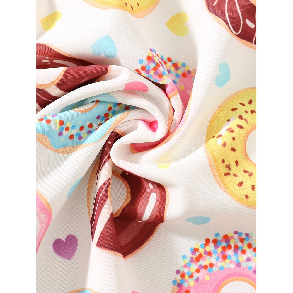 Girls' Doughnut Pattern Swimwear 3‑Piece Set