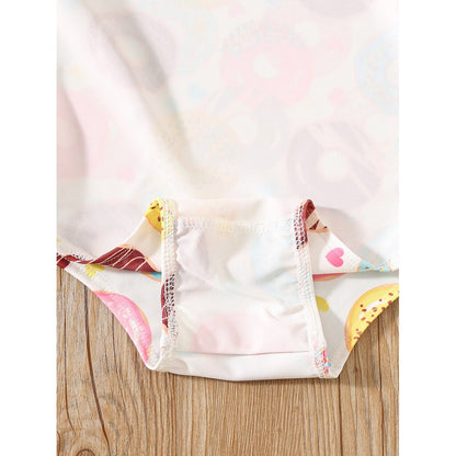Girls' Doughnut Pattern Swimwear 3‑Piece Set