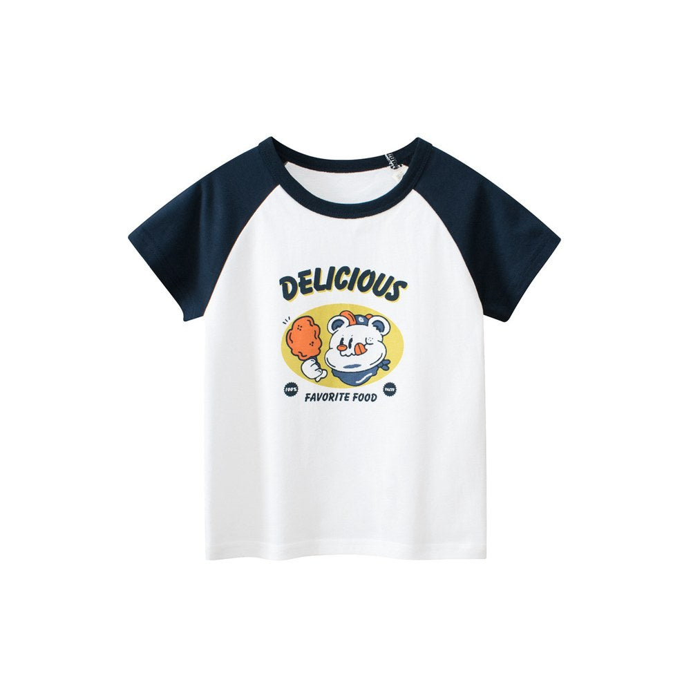 Boys' Letters and Cartoon Pattern T-shirt in European and American Style
