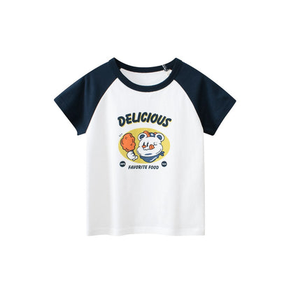 Boys' Letters and Cartoon Pattern T-shirt in European and American Style