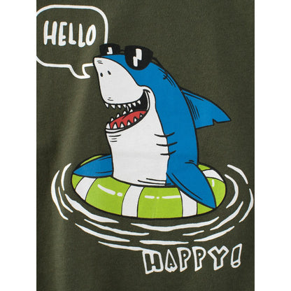 Boys' Letters and Cartoon Pattern T-shirt in European and American Style