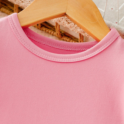 Baby Kids Girls Fly Sleeves Pink T-shirt and Floral Pants 2-piece Set