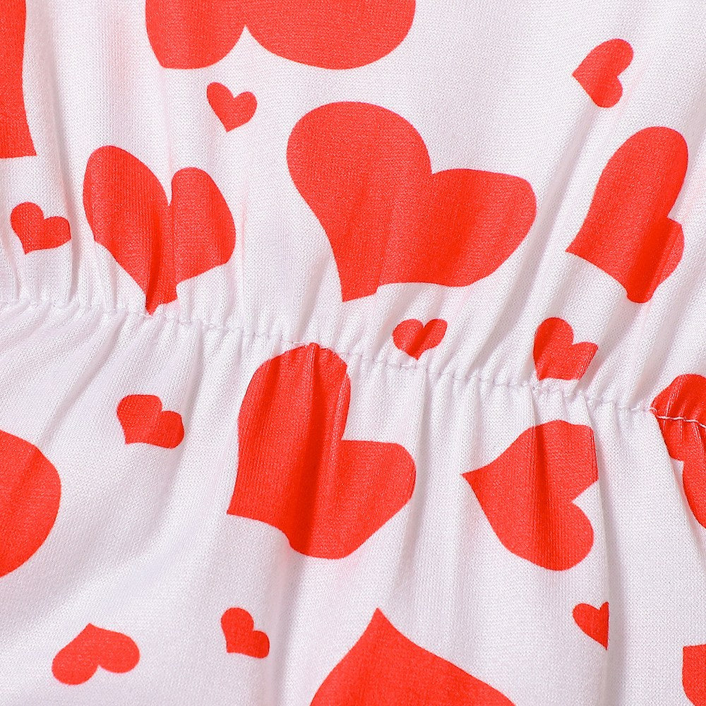 Baby Kids Girls Sleeveless Hearts Pattern Overalls