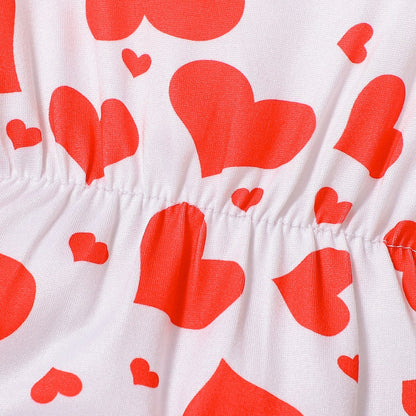 Baby Kids Girls Sleeveless Hearts Pattern Overalls