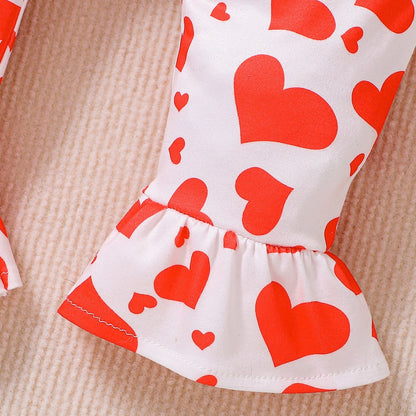 Baby Kids Girls Sleeveless Hearts Pattern Overalls