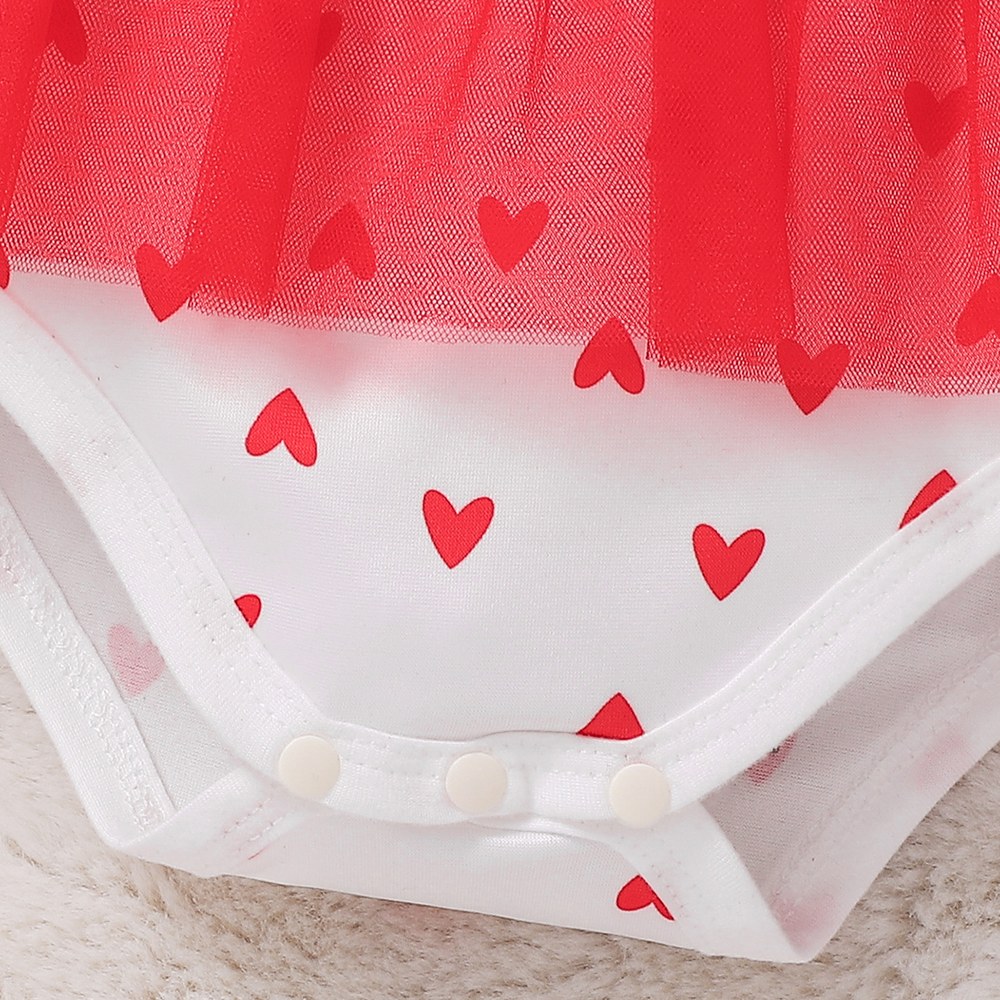 Baby Kids Girls Short Sleeves Hearts Pattern Bodysuit