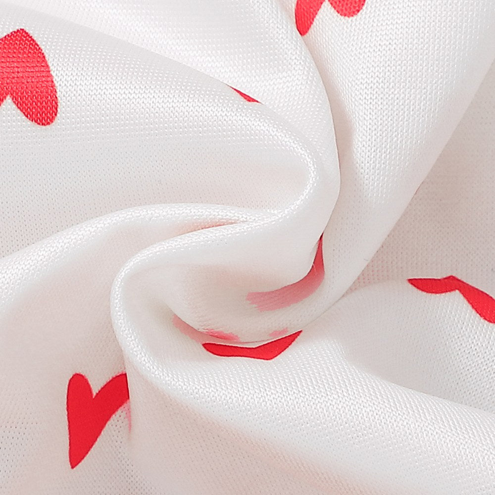 Baby Kids Girls Short Sleeves Hearts Pattern Bodysuit