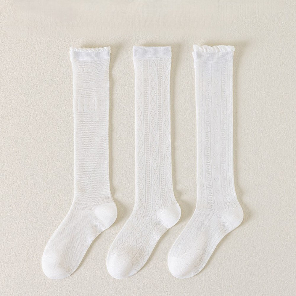 Baby Kids Girls Breathable Cute Argyle Pattern Thin Stockings 3-Pair Set