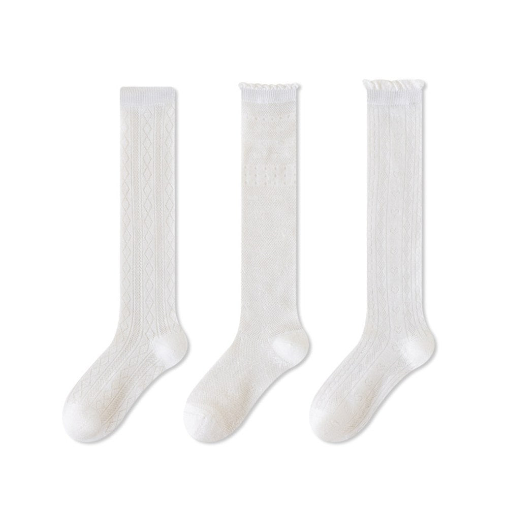 Baby Kids Girls Breathable Cute Argyle Pattern Thin Stockings 3-Pair Set