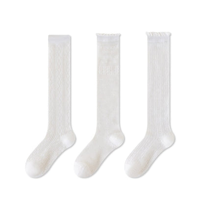 Baby Kids Girls Breathable Cute Argyle Pattern Thin Stockings 3-Pair Set