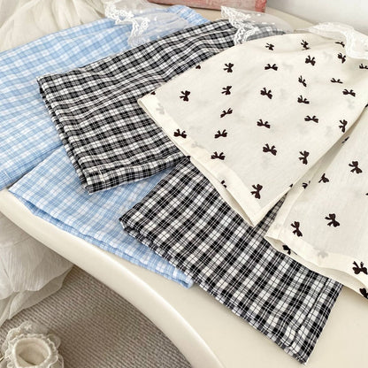 Baby Kids Girls Casual Lace Trim Plaid Pants