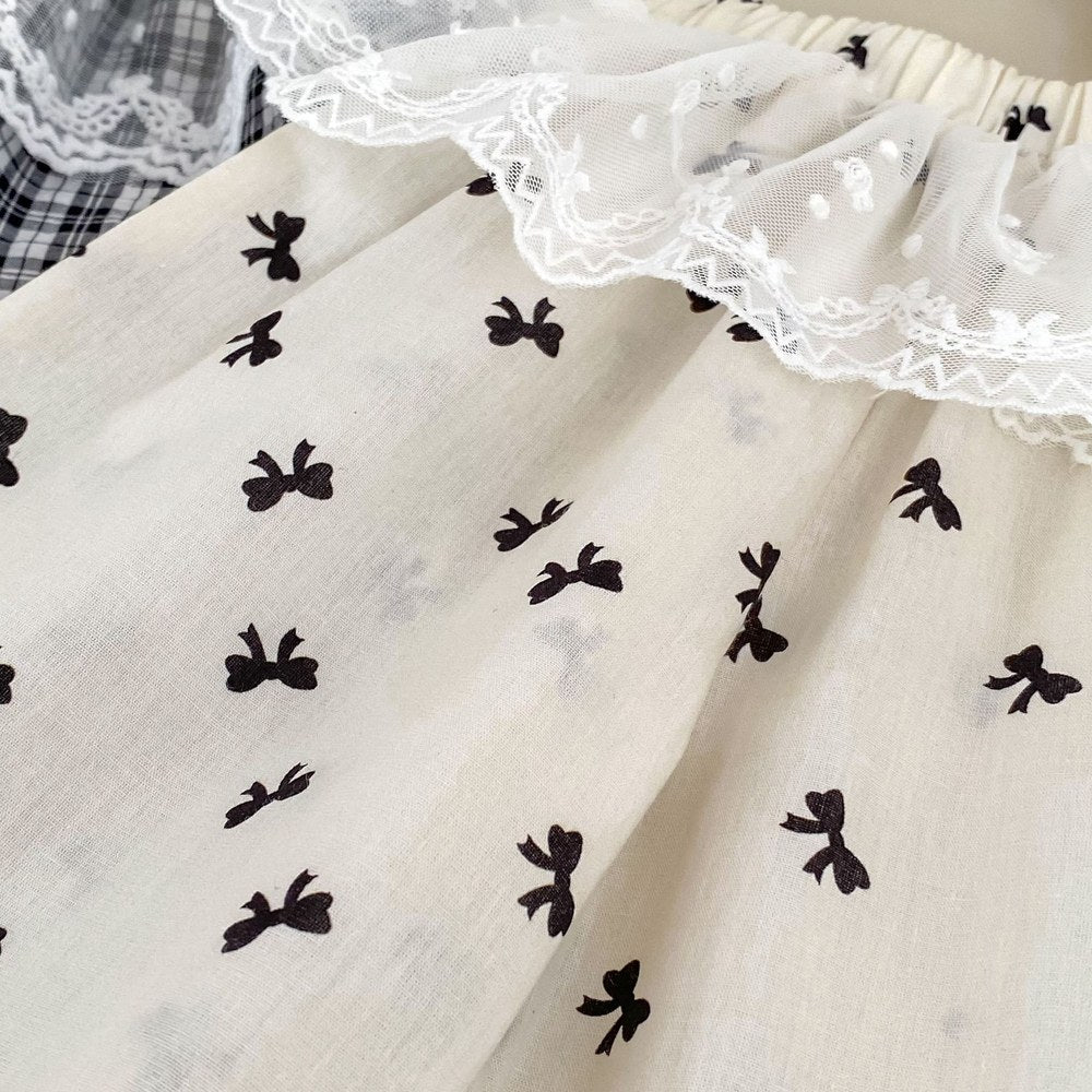 Baby Kids Girls Casual Lace Trim Plaid Pants