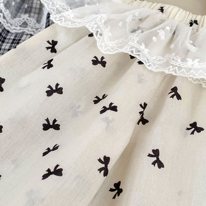 Baby Kids Girls Casual Lace Trim Plaid Pants
