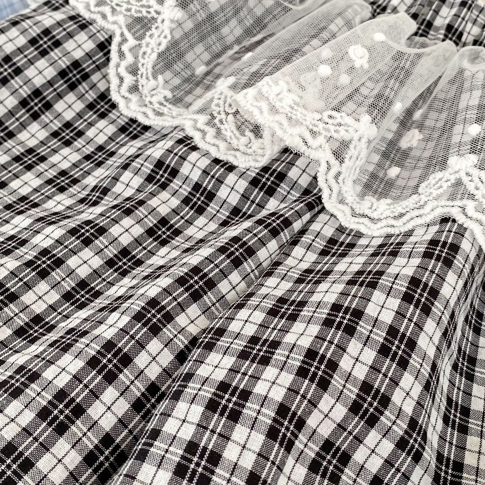 Baby Kids Girls Casual Lace Trim Plaid Pants