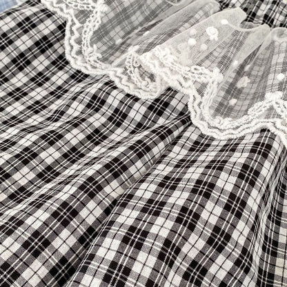 Baby Kids Girls Casual Lace Trim Plaid Pants