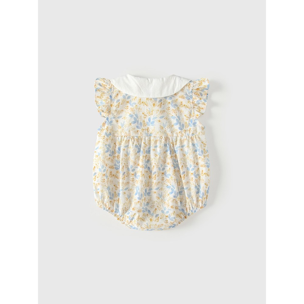 Baby Girls Fly Sleeves Floral Pattern Bodysuit