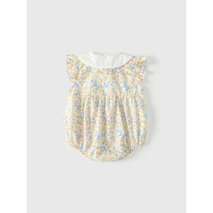 Baby Girls Fly Sleeves Floral Pattern Bodysuit