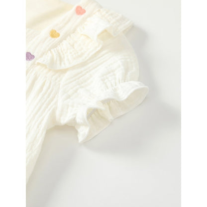 Baby Short Sleeves Hearts Pattern Single Breasted Rompers Bodysuits