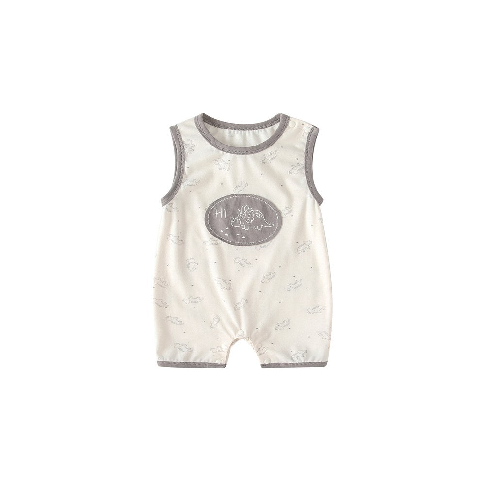 Baby Unisex Sleeveless Cartoon Pattern Rompers Bodysuits