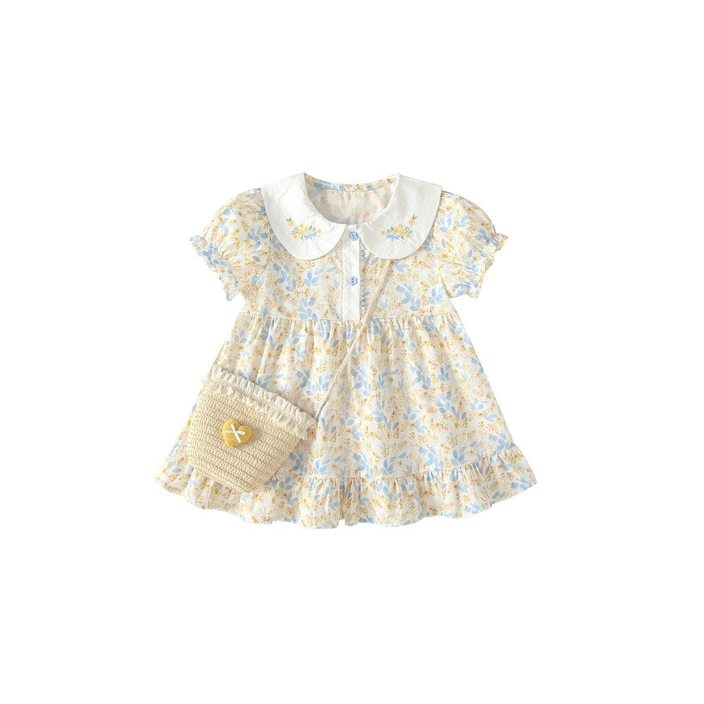 Short Sleeves Floral Pattern Dress for Stylish Girls