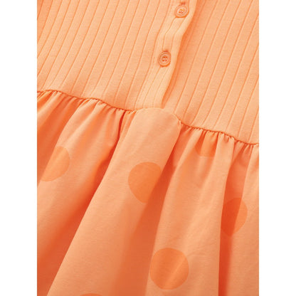 Baby Kids Girls Short Sleeves Polka Dots Pattern Color Patchwork Dress