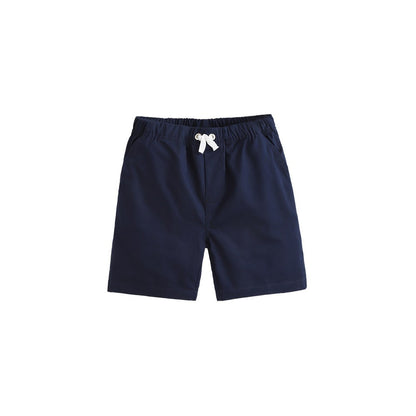 Baby Kids Casual Style Elastic Navy Blue Shorts