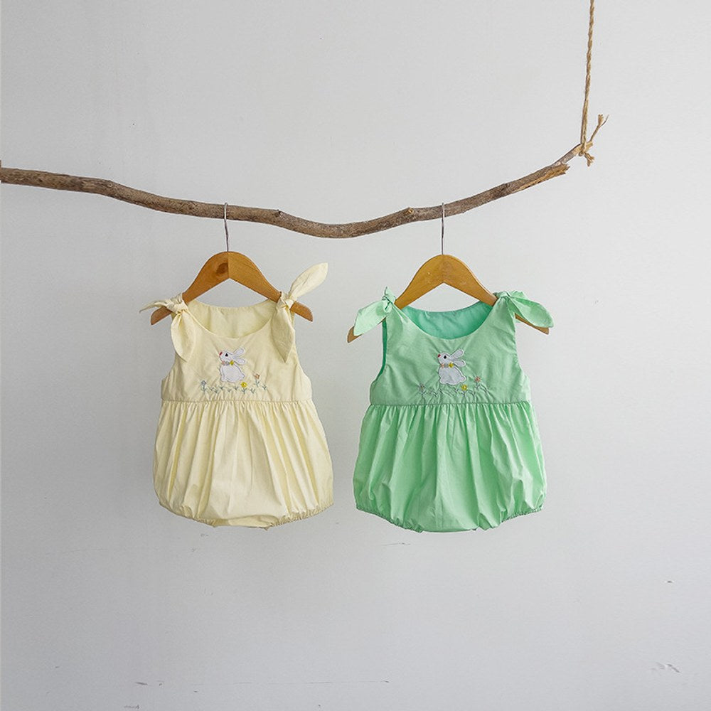 Baby Girls Sleeveless Cartoon Rabbit Pattern Bodysuit