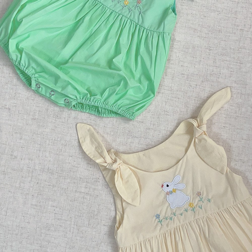 Baby Girls Sleeveless Cartoon Rabbit Pattern Bodysuit