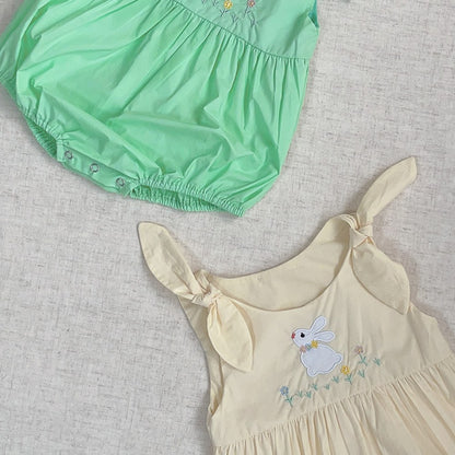 Baby Girls Sleeveless Cartoon Rabbit Pattern Bodysuit