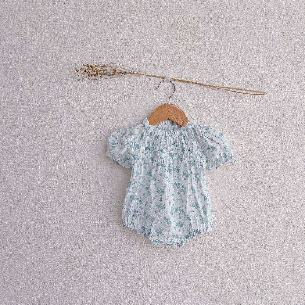 Baby Girls Short Sleeves Cute Floral Pattern Bodysuit