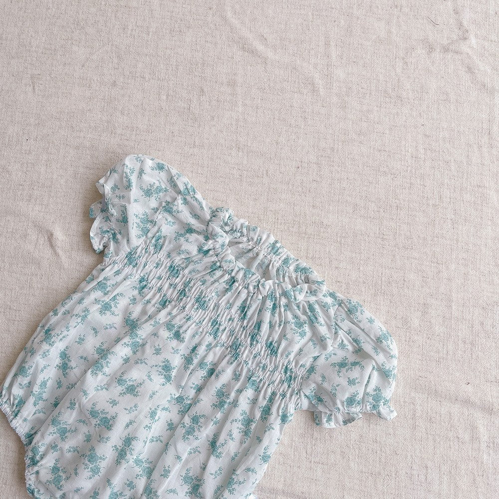 Baby Girls Short Sleeves Cute Floral Pattern Bodysuit