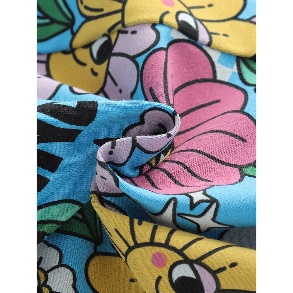 Baby Kids Girls Short Sleeves Flowers Cartoon Pattern T-shirt and Shorts 2-Piece Clothing Set