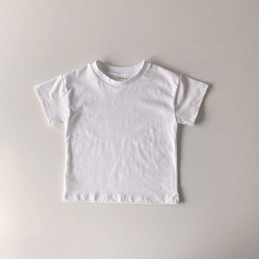 Baby Kids Short Sleeves Solid Color T-shirt