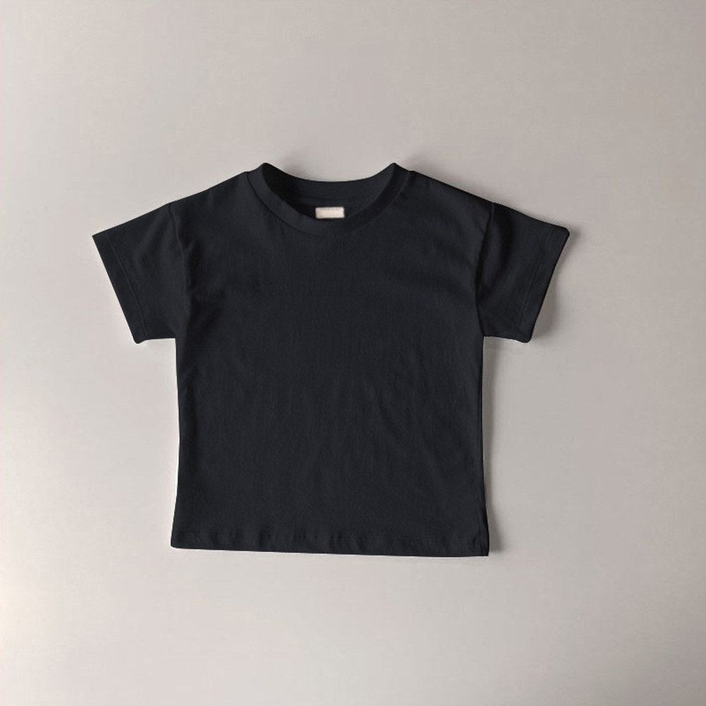 Baby Kids Short Sleeves Solid Color T-shirt
