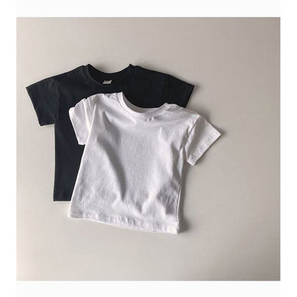 Baby Kids Short Sleeves Solid Color T-shirt