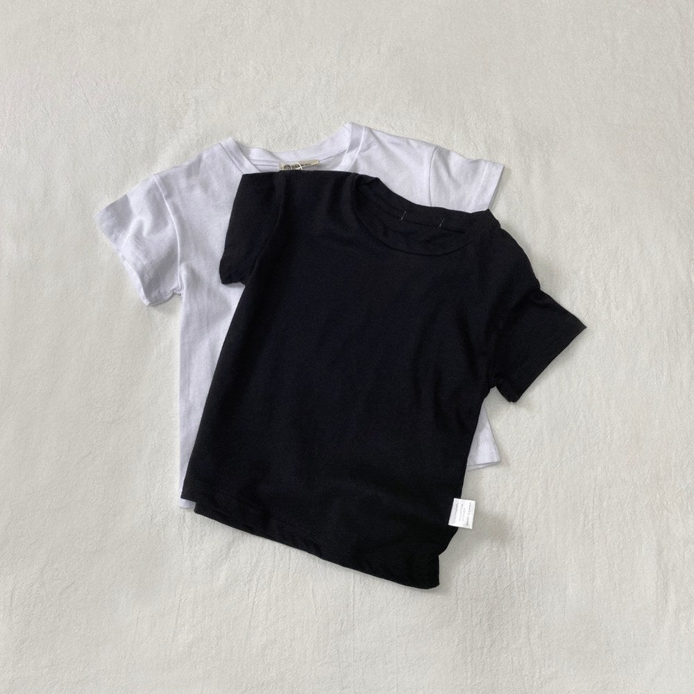 Baby Kids Short Sleeves Solid Color T-shirt