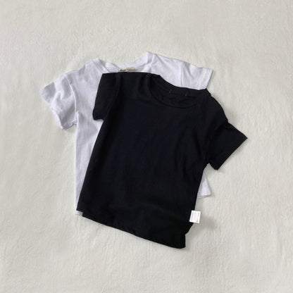Baby Kids Short Sleeves Solid Color T-shirt